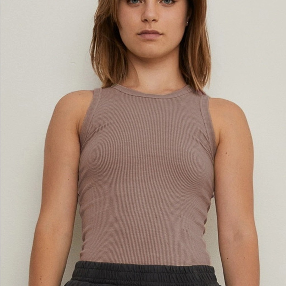 Women's Ribbed Tank Top - Taupe